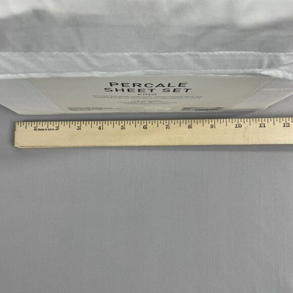 AQ Textiles Percale Solid 4-Pc. Sheet Set, King, White New In Original Package - Picture 5 of 9